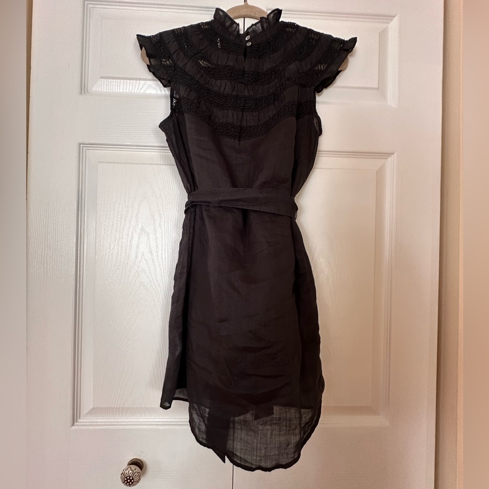 Frame Lace Inset Ruffle Mini Dress Noir - Picture 5 of 8